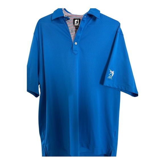 FootJoy Blue and Red Striped Large Polo Shirt - Picture 5 of 5
